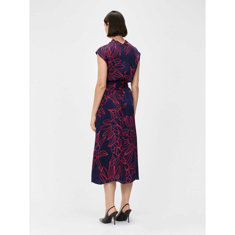 Veronika Maine Indigo Orchid Satin Midi Dress image number 1